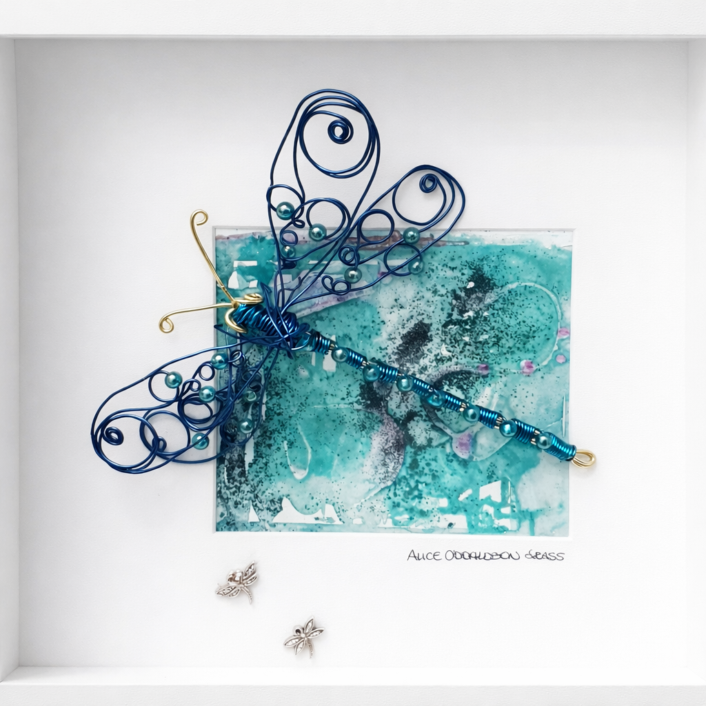 Blue Pearl Bound Framed Dragonfly