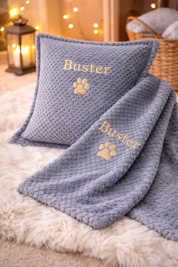 Waffle Large Cushion and Blanket Set