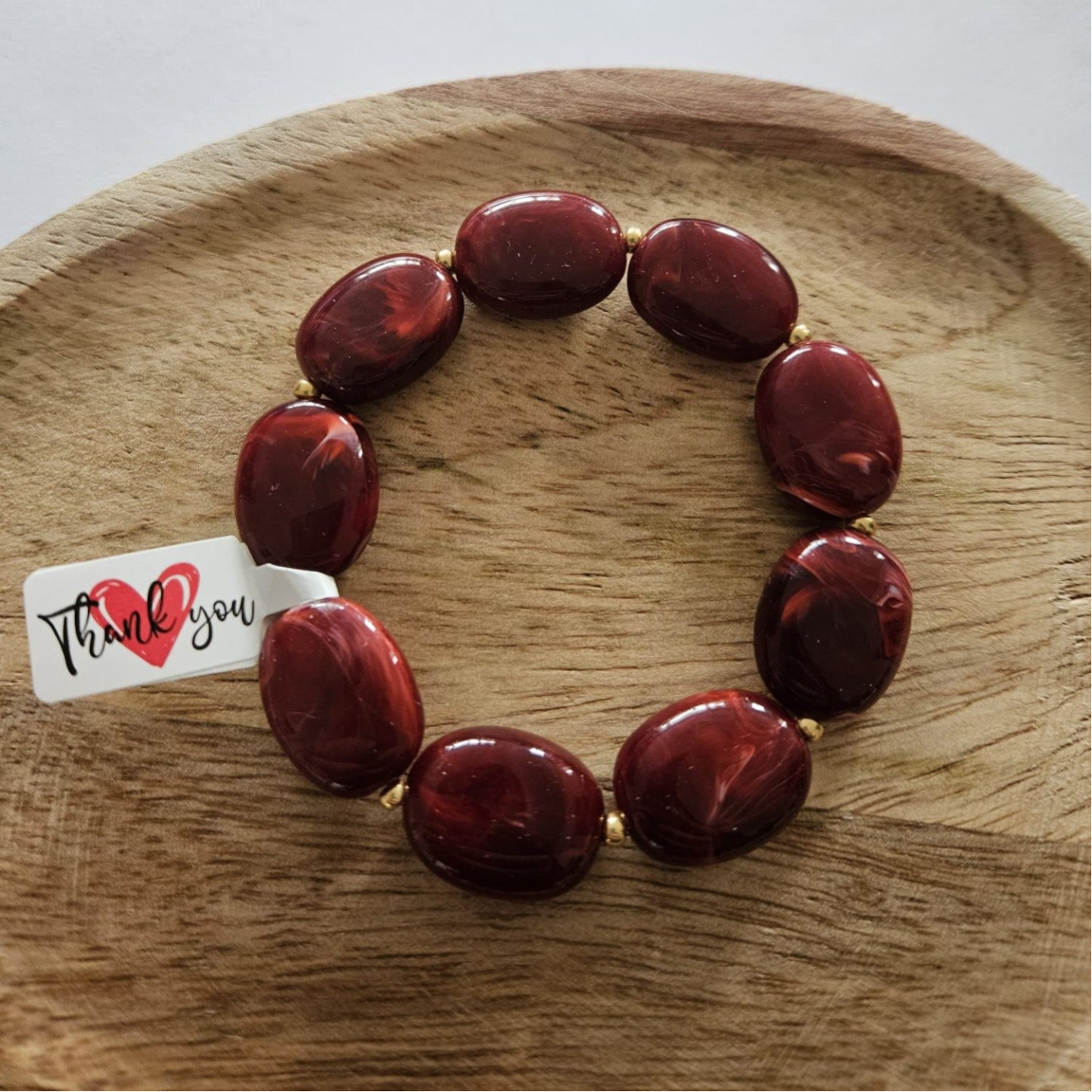 Armband rood - nugget met goud