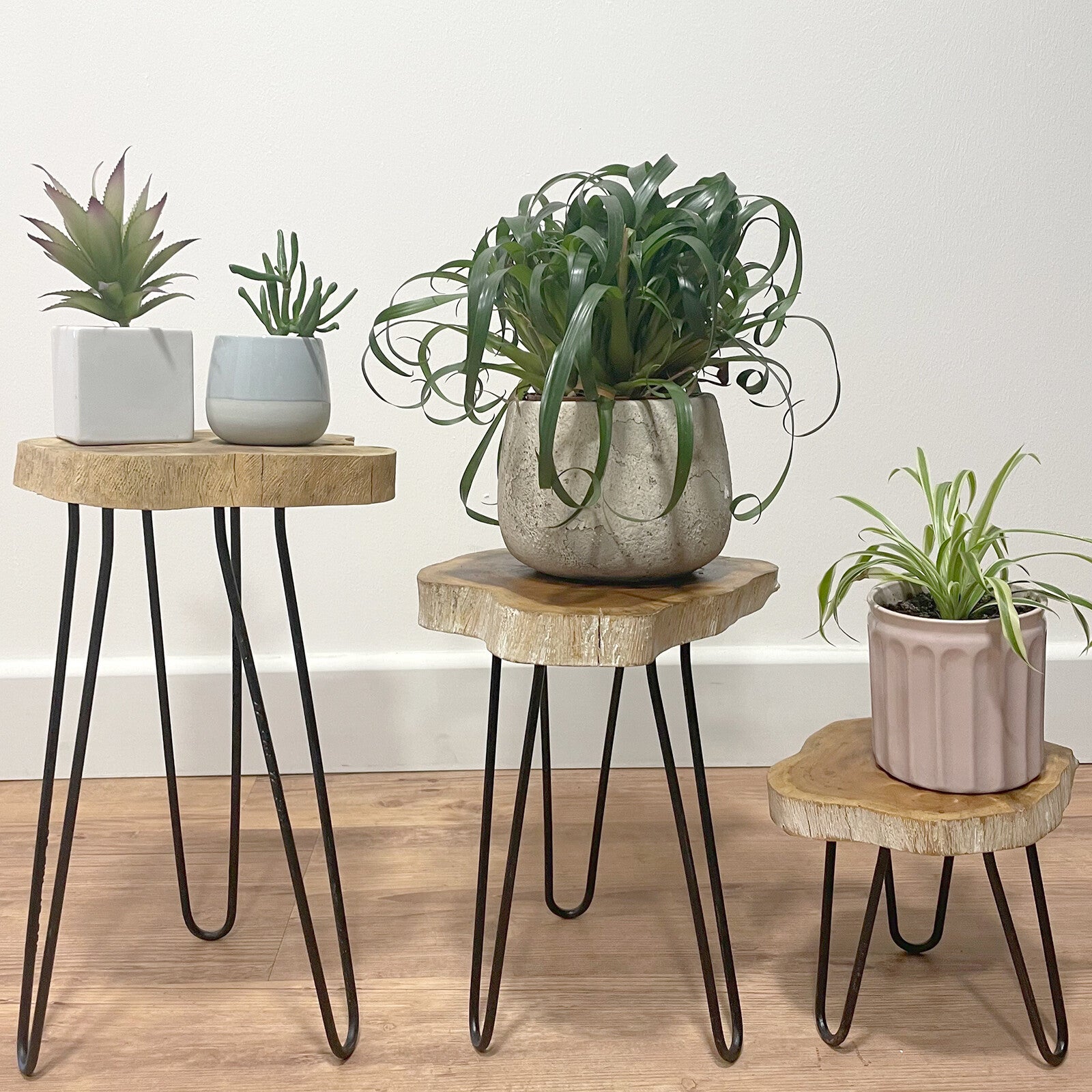 Planten krukjes - planten krukje - wood plant stand -3 stuks