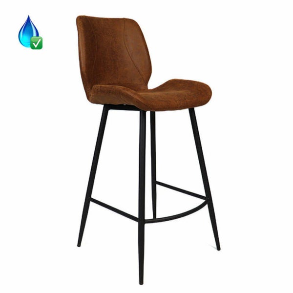 Barkruk Barrel cognac leer 69 cm - waterbestendig