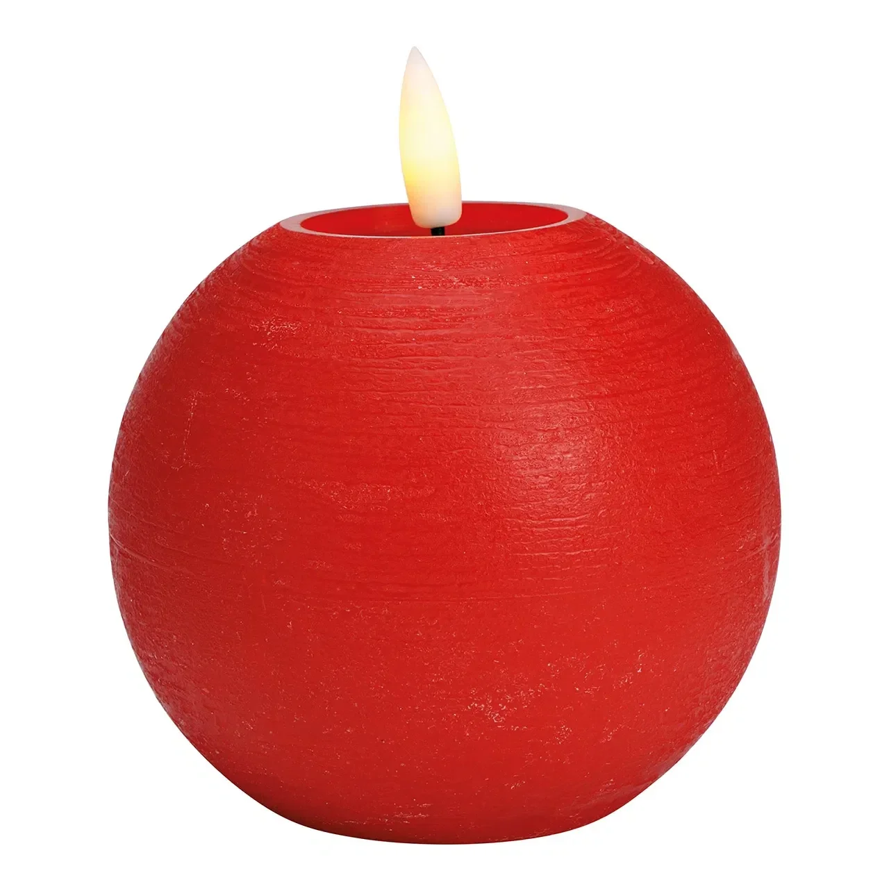 LED Kaarsenbol Rood – Flikkerend Licht, Was (10×9×10 cm) | B-home Maldegem