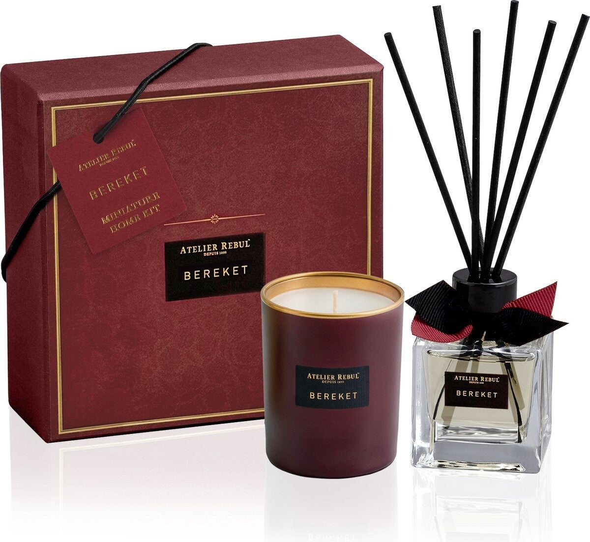 Atelier Rebul Bereket - Luxury Mini Home Geschenkset - Geurstokjes (50ml) + Geurkaars (65g) - Fruitige & Zoete Geur
