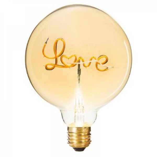 Ledlamp - Tekst LOVE - Grote Bolvormige LED - E 27 - diameter 12,5 cm