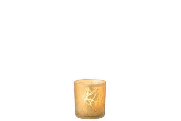 J-Line Theelichthouder Takken Glas Goud Small L7xB7xH8 cm
