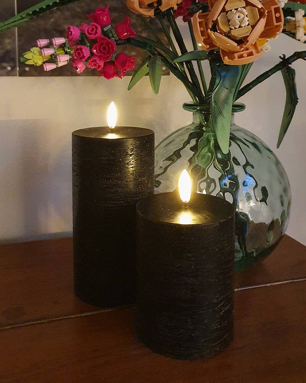 Uyuni LED Rustieke Kaars Zwart - Ø 7,8 cm - Hoogte 15 cm