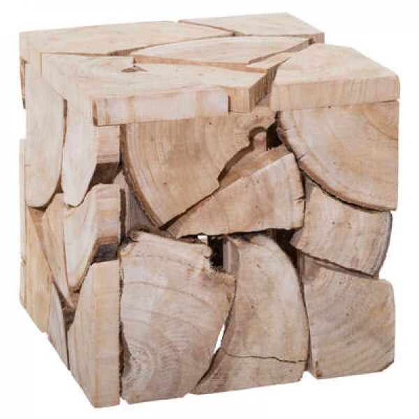 Vierkante Poef Kruk Hout 30 cm