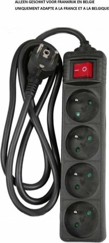 Stekkerdoos Met Schakelaar - 3 Meter Kabel - Penaarde - Zwart