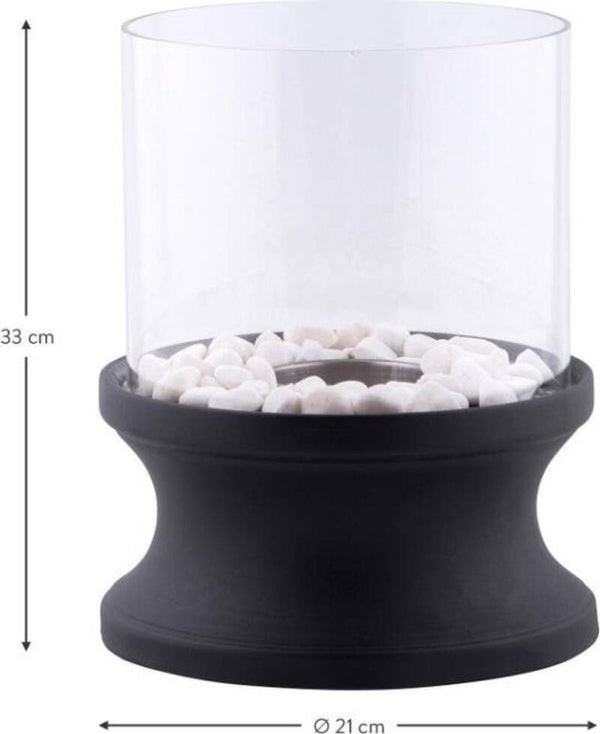 sfeerhaard XL - zwart- metaal - glas - 30x20cm