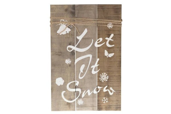 Wandbord -  let it snow - historic wood