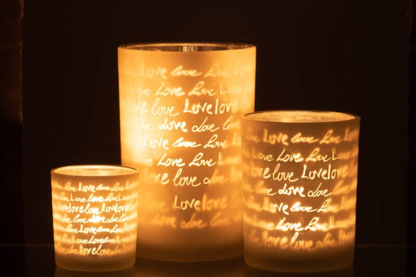 J-Line Theelichthouder Love – Glas Wit | B-home Maldegem