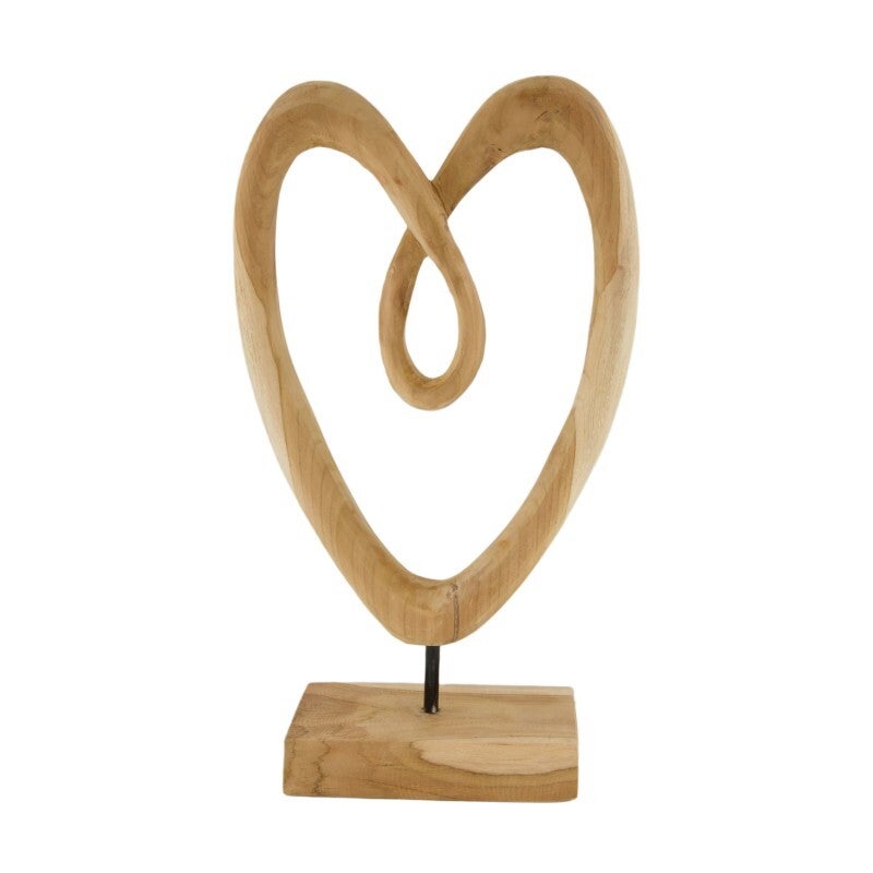 Hart - Statue heart teak wood 25x10x45cm - Natural