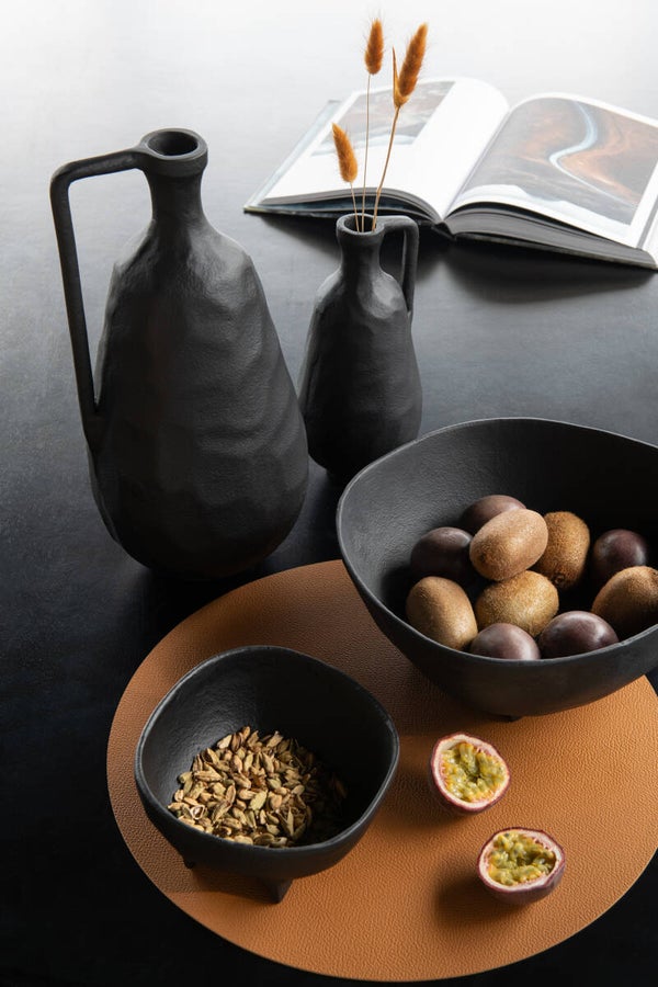 J-Line Ronde placemats - kunststof - zwart of congac- 6 stuks