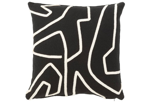 SierKussen | textiel |Zwart/wit | 43x43x (h)3.75 cm - J-line
