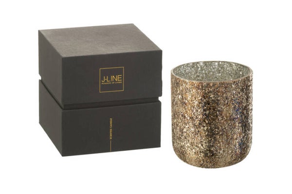 J-Line geurkaars Luxuria - Cookie Crunch - glas - brons - medium - Branduren 60U