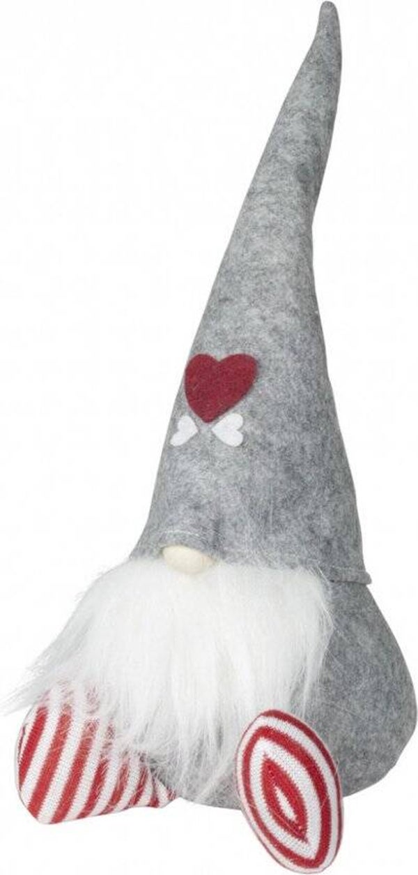 Gnoom - Kabouter - decoratie figuur kabouter - Hoogte 24cm - kabouter grijs