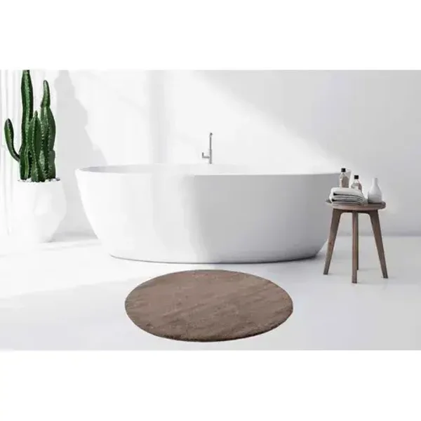 Badmat - vloerkleed rond - Ronde badmat hoogpolig - Rhine 225 Taupe / donker beige - Ø 100cm
