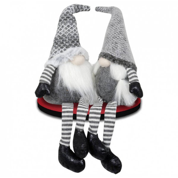 kabouter - Gnoom met bengel beentjes - 42cm Hoog - Model zittend - Koppel Gnome - 2 stuks