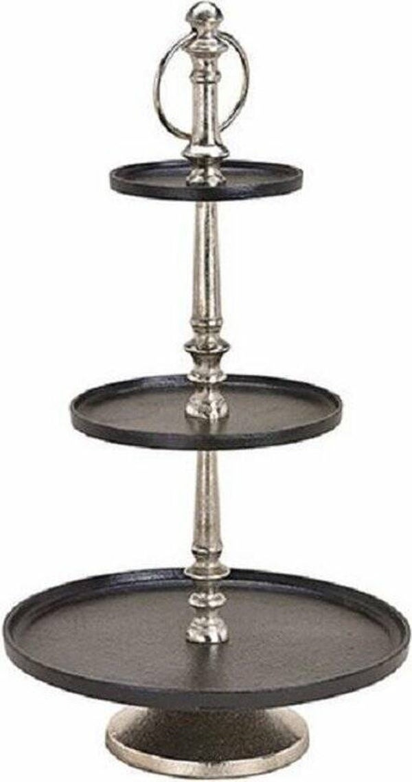 Etagere met 3 niveaus van metaal zwart (H)55cm Ø13 / 19 / 28cm
