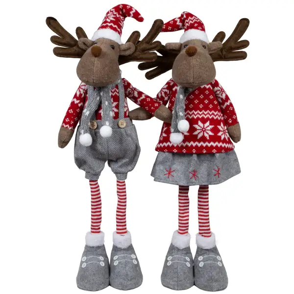 Koppel Eland 60cm (72cm) rendier decoratiefiguur Kerstmis - 2 stuks