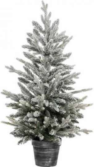 Kerstboom - Ø50xH100cm - Kerstdecoratie - Groen gevlokt wit glitter