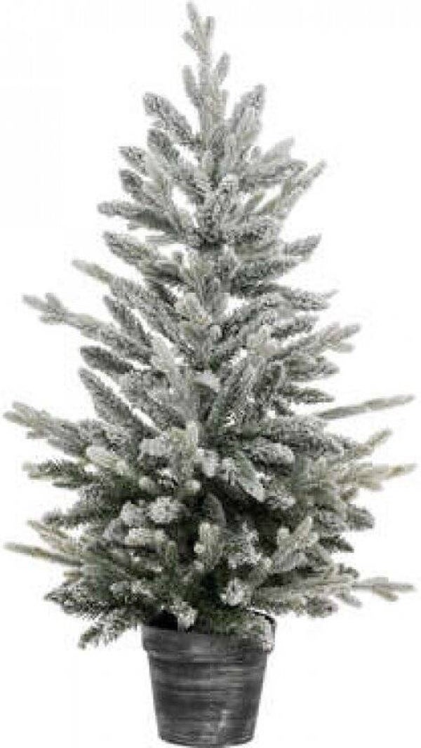 Kerstboom - Ø50xH100cm - Kerstdecoratie - Groen gevlokt wit glitter