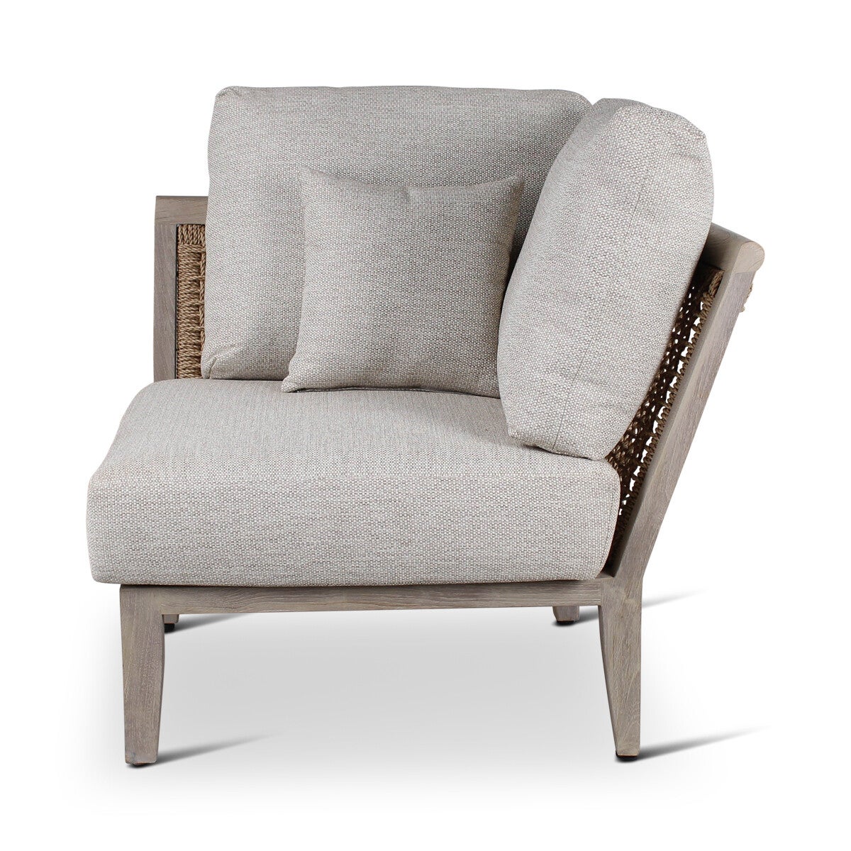 ANAIS hoek teak grey, beige weving incl kussenset beige