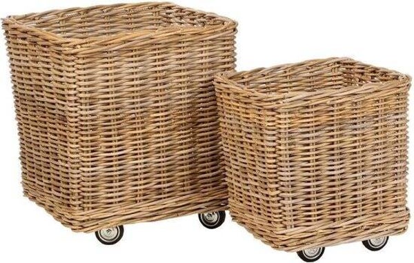 Opberg Manden in riet -Speelgoed mand - Rustiek rotan - Rieten manden set - Opbergmand - Speelgoedmand