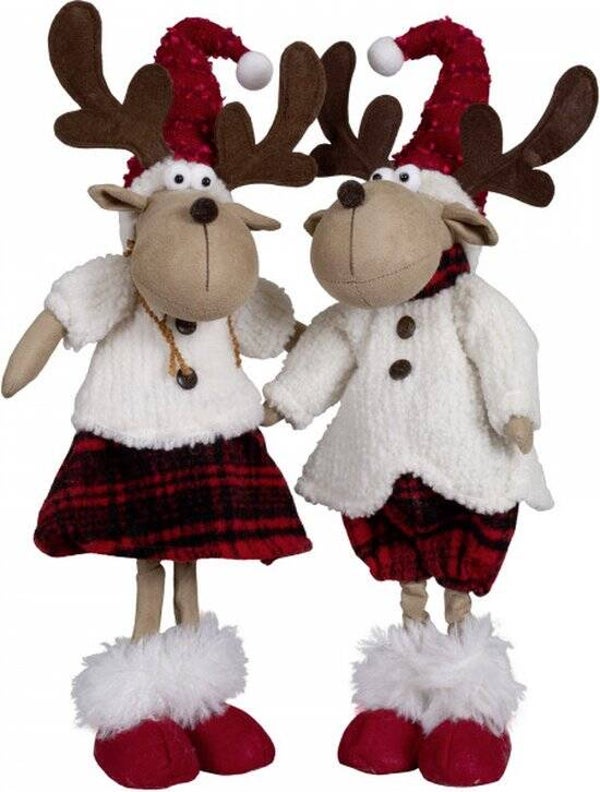 Eland 47cm (57cm) Koppel schattige Elanden decoratie figuur rendier Kerstmis - XL Model - Hoogte 57 cm - 2 stuks