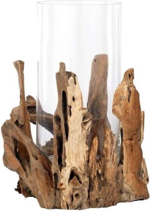 Windlicht / Vaas – Hurricane Light Flores Teak incl. Vaas | B-home Maldegem