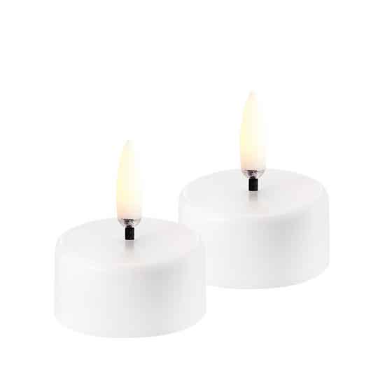 Oplaadbaar Theelichtje LED 2-pack 3,9x2,3 cm Wit Plain - Uyuni Lighting