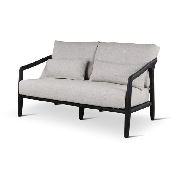 ANAIS 2-zit teak ebony, zwarte weving incl kussens grijs