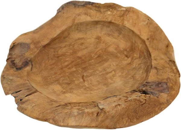 Teakhouten schaal - teak schaal -  fruitschaal houten schaal wortel massief natuur -   Ø 35 cm/40  cm