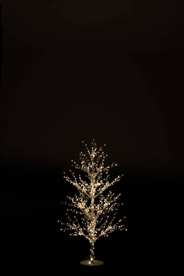 J-Line Boom Bare+Led+Kralen Metaal Wit Medium 180H Jline 6831 by Jolipa 6831 staand