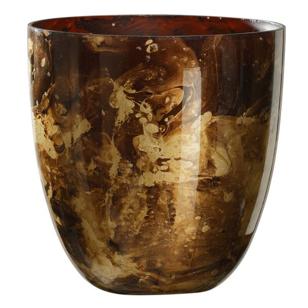Theelichthouder - Mayla Marble brown glass tealight bombey M