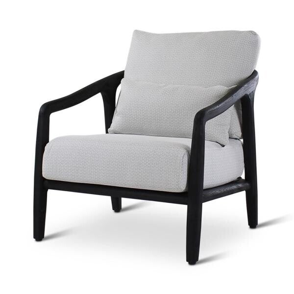 ANAIS zetel teak ebony, zwarte weving incl kussens grijs