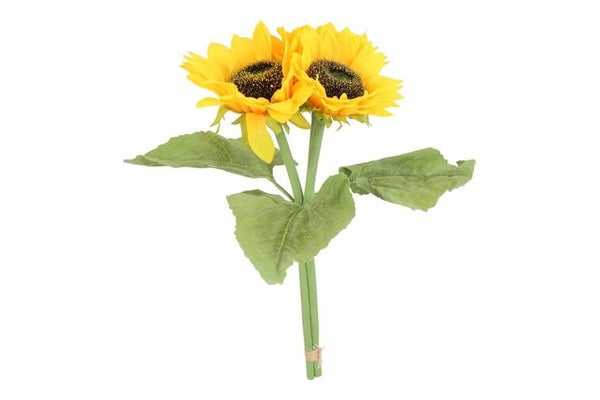 Zonnebloem - kunst zonnebloemen - Zonnebloem geel-L 16 cm - B 16cm - Hoog 35CM - Boeket 3 stuks