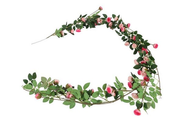 Rozen slinger - Kunst bloemslinger - Lente slinger decoratie - Rosa Bonica guilander - Roze - L10B10 cm - Lengte 180CM