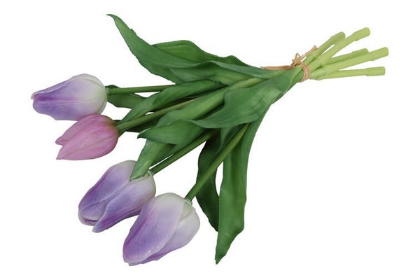 Boeket Tulpen 3D – Donkerpaars – Net Echt – Hoogte 28 cm | B-home Maldegem