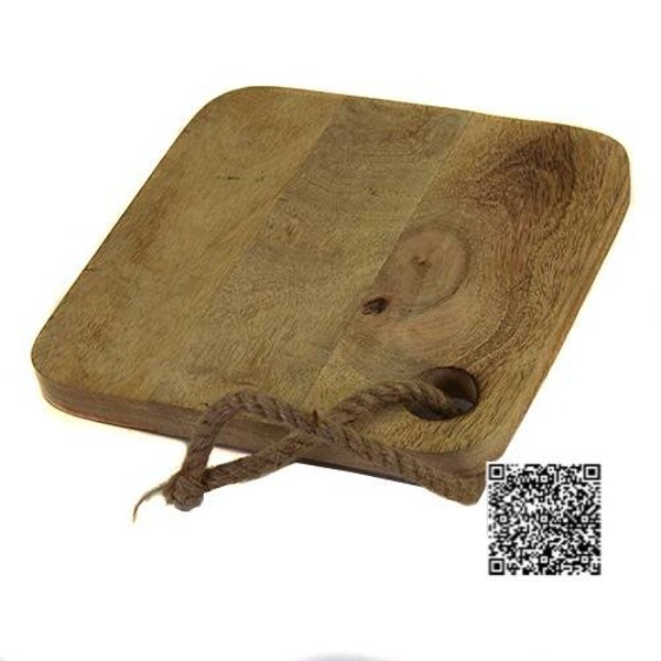 VIERKANT MANGOPLANKJE TAPASVRIEND 25X25X2cm