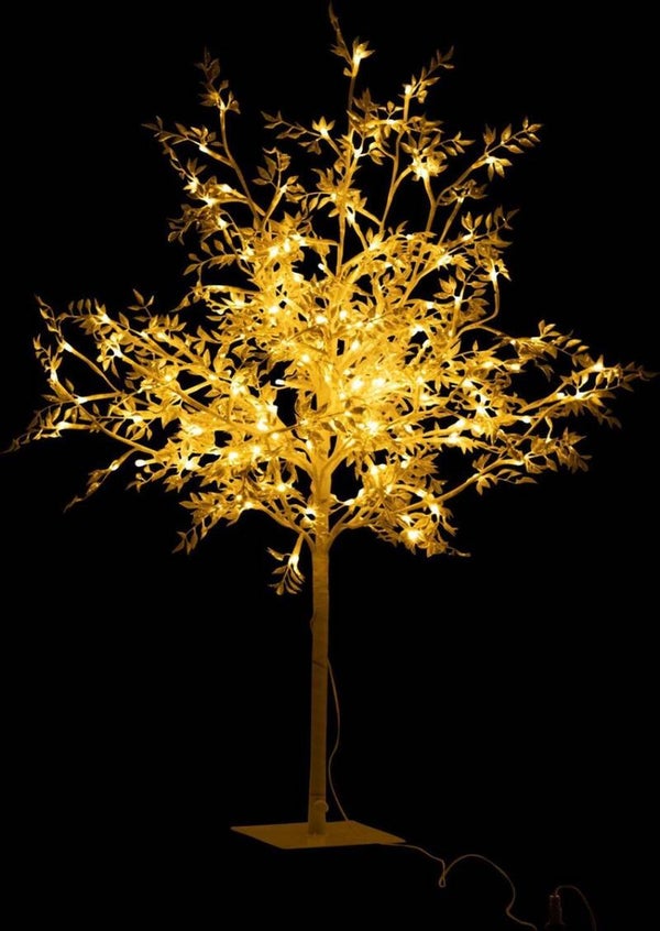 J-Line Boom Blaadjes Glitter-Led Metaal Zilver Metaal 100 cm H