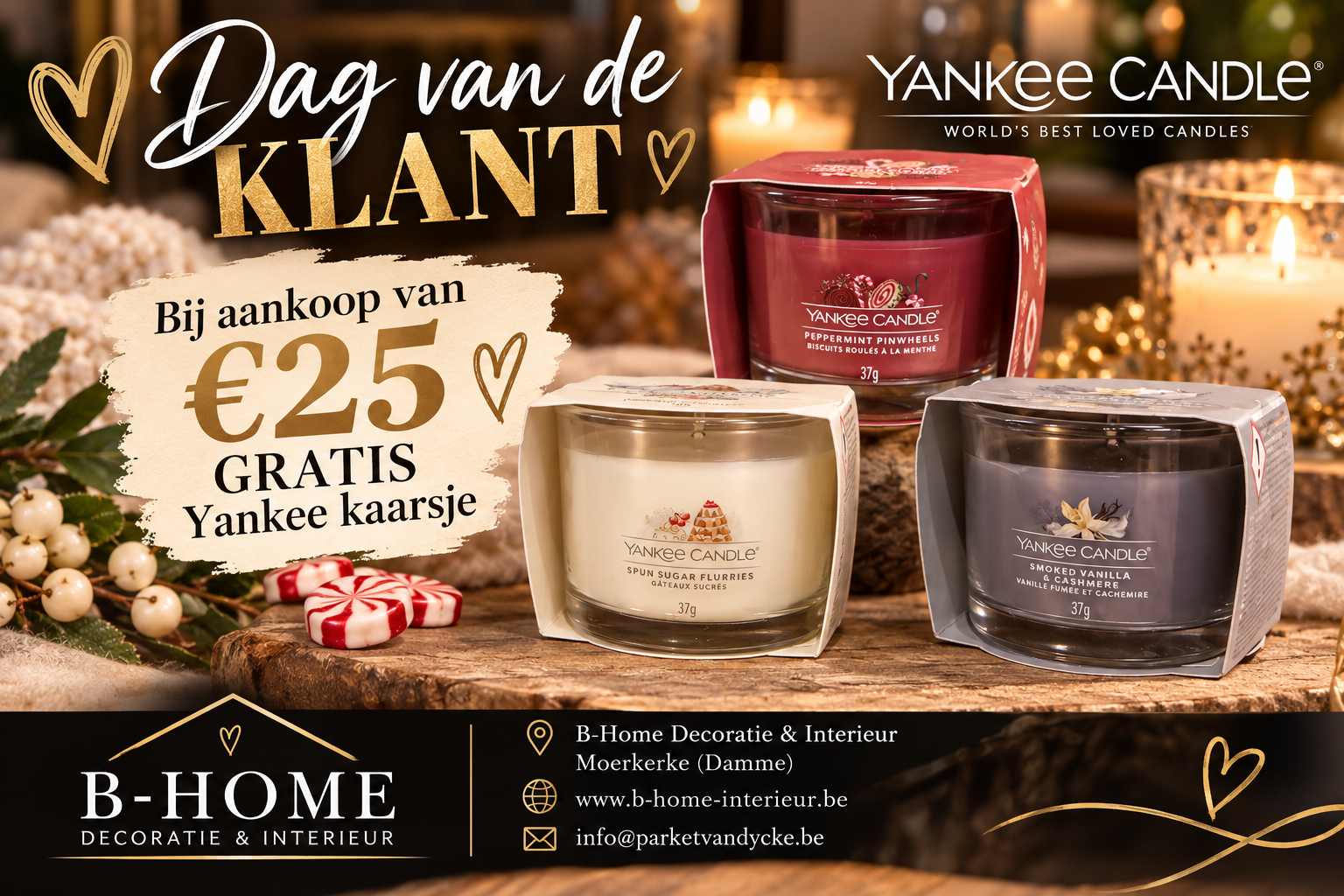 Dag van de Klant bij B-Home Decoratie & Interieur – gratis Yankee Candle kaarsje bij aankoop vanaf €25