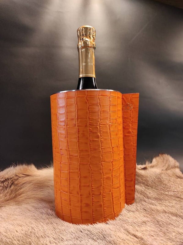 Ijsemmer met lederen bekleding - Oranje