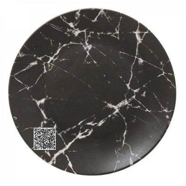 Bord Zwart marmer - d 27cm - 6 Stuks