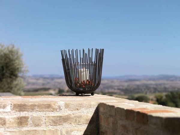 Windlicht Zwart Metaal - Hoogte 33 cm