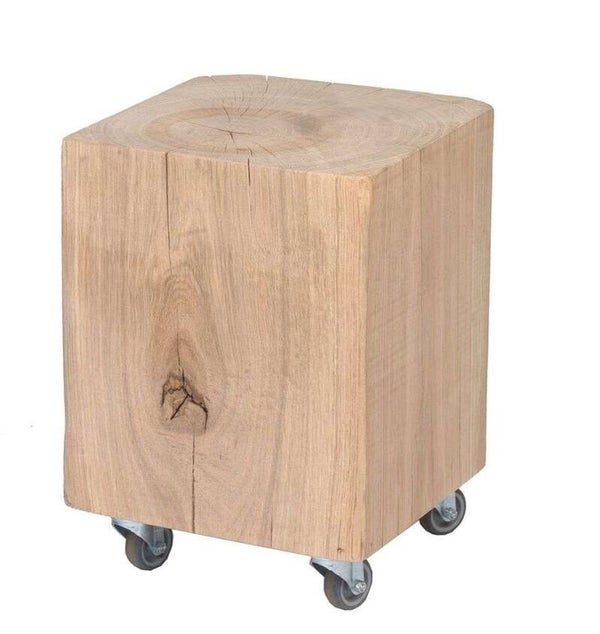 Bijzettafel eik - Eiken Sokkel op wielen