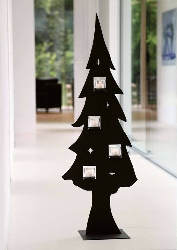 Kerstboom 160 cm - Zwart metalen Kerstboom - incl. stevige Glazen