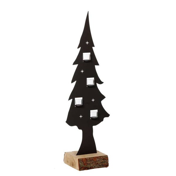 Metalen kerstboom op houten stam - 95 cm of 115 cm hoog