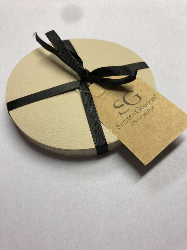 Glazen onderzetters Rond - diameter 10 cm - beige kleur - 6 stuks