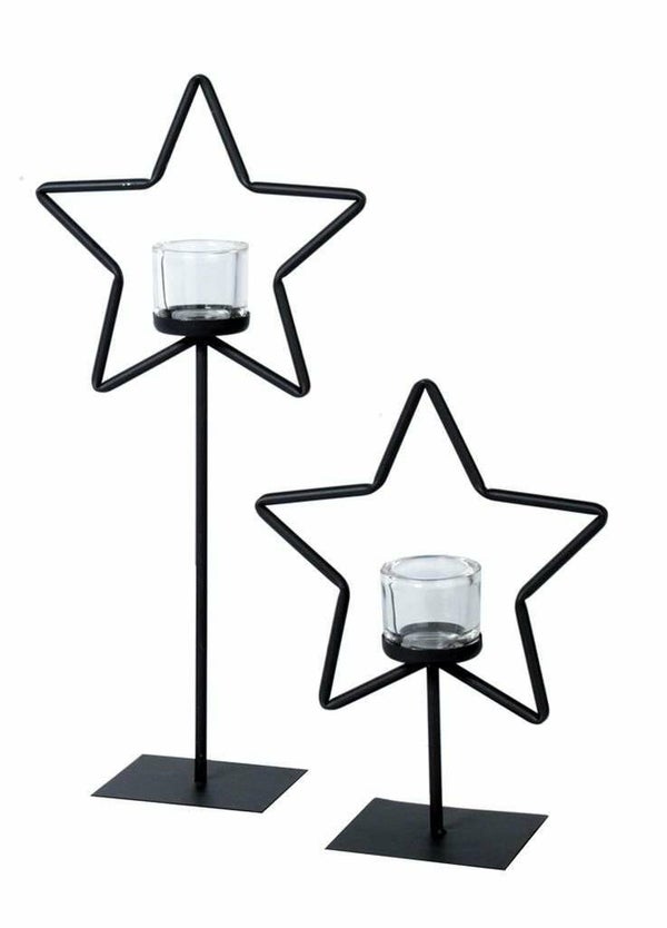 Windlicht Ster - Metalen kaars houder Ster incl. stevig Glaasje